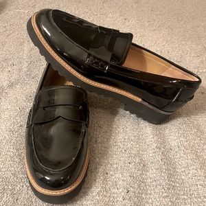Franco Sarto black patent leather loafers 8.5